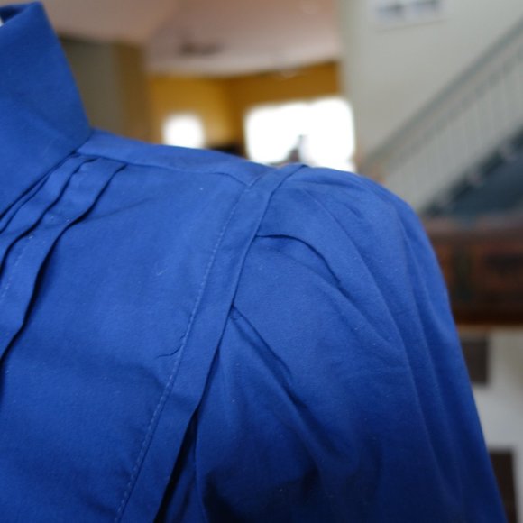 Just Cavalli blue blouse size small $380 puffed sleeves pleats Roberto Cavalli - Picture 4 of 12